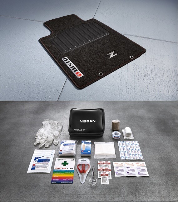 Tapetes alfombrados y Kit de primeros auxilios del Nissan 370Z