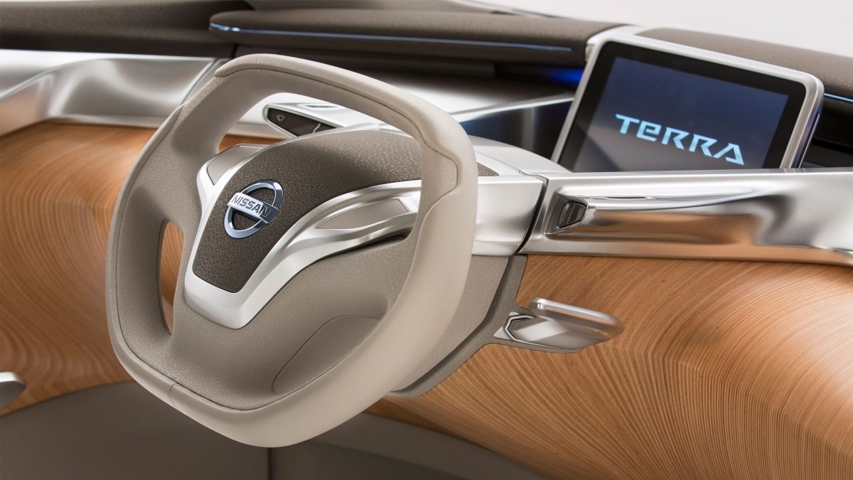 Nissan Terra SUV interior, tight shot steering wheel