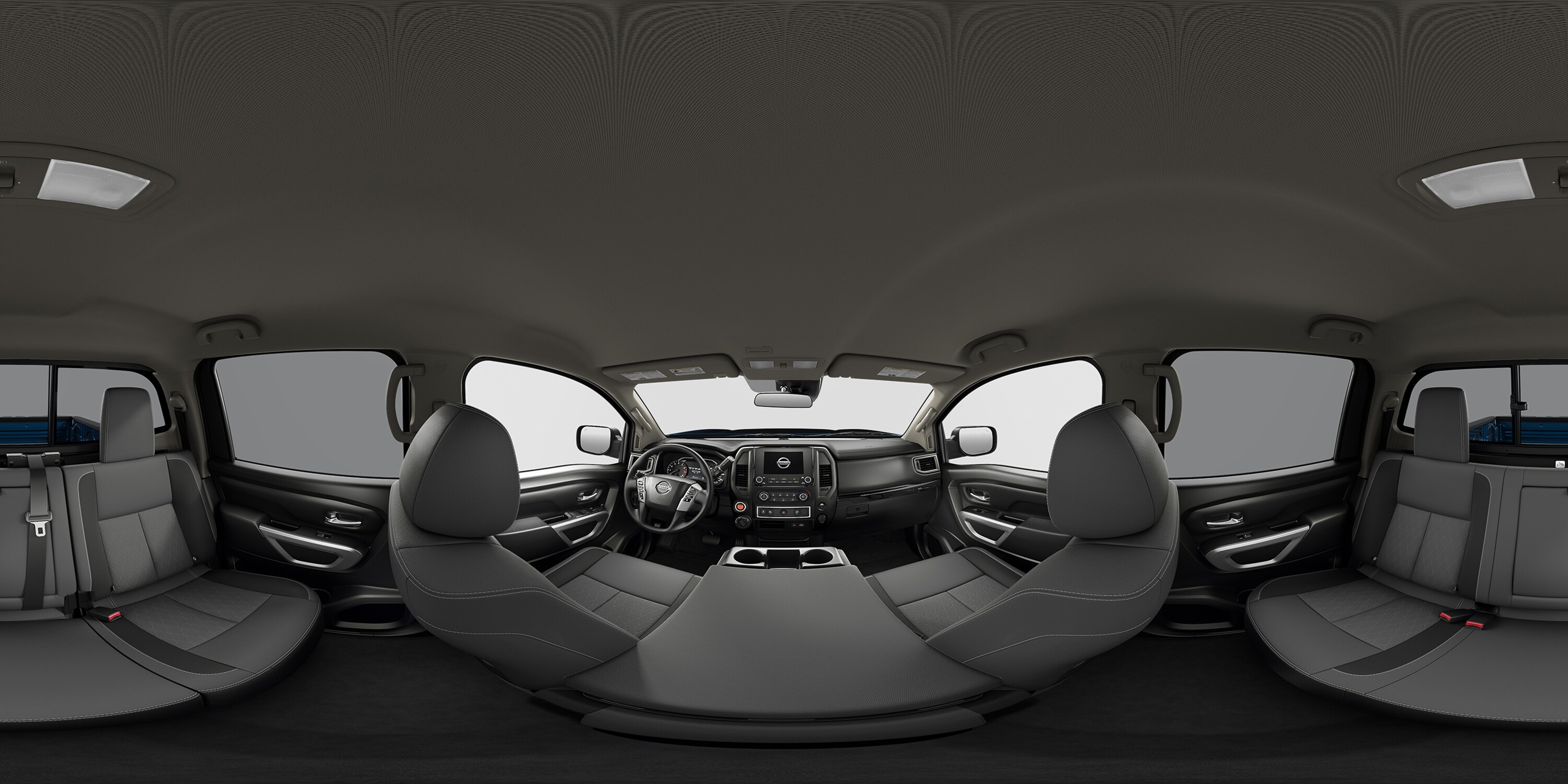 Interior del Nissan Titan SV 2022 en tela color Black con muestra de color.