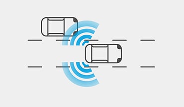 Ilustración del Nissan Ariya 2023 con la tecnología de los sensores del Sistema de Intervención inteligente de punto ciego