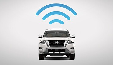 Un Nissan Armada 2022 con el símbolo Wi-Fi que ilustra el punto de acceso inalámbrico.