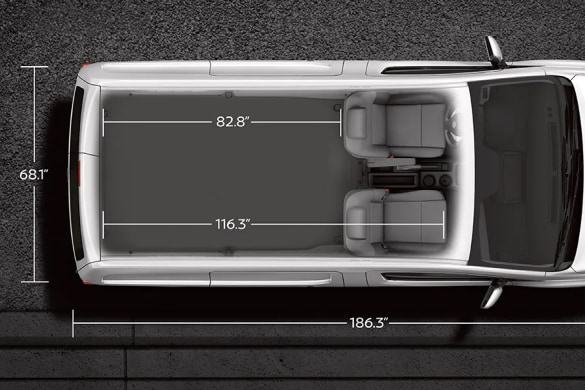 Dimensiones del piso de la furgoneta Nissan NV200 Compact Cargo