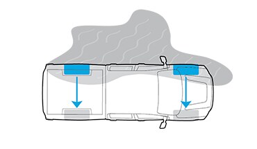 Ilustración del sistema de deslizamiento limitado de frenado activo de la Nissan Frontier 2022.