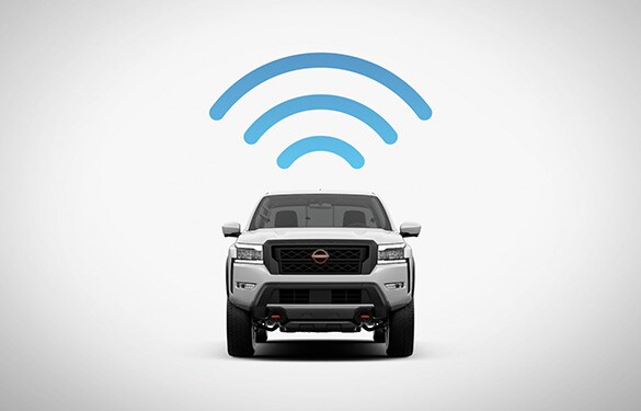 La Nissan Frontier 2023 con el símbolo Wi-Fi que ilustra el punto de acceso inalámbrico.