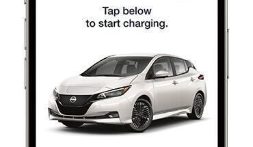App de NissanConnect EV y servicios del Nissan LEAF 2023 que muestran la información de recarga