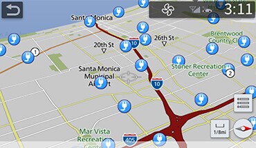 Un mapa de Santa Mónica que muestra la red de sitios de carga