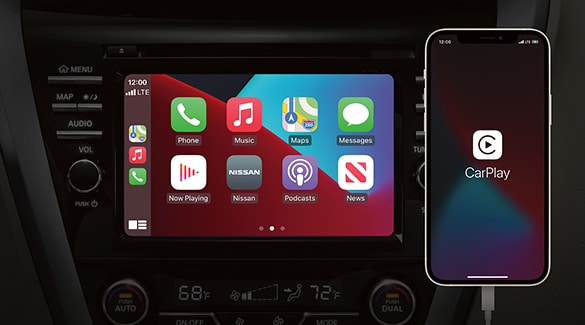 Pantalla táctil del Nissan Murano 2022 con las apps de Apple Carplay