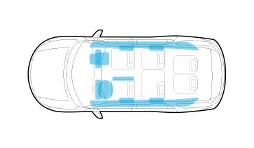 Ubicación de las 10 bolsas de aire del Nissan Pathfinder 2023