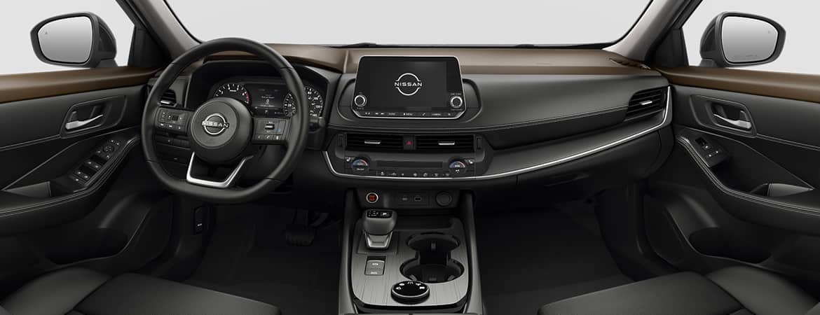 Nissan Rogue Midnight Edition 2023 mostrando los asientos de piel sintética en tono Charcoal.