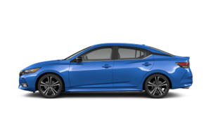 El Nissan Sentra 2022 SR en color Electric Blue Metallic